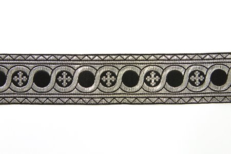 Галун ГОРОХ, черный с серебром, шир. 4 см, ФР