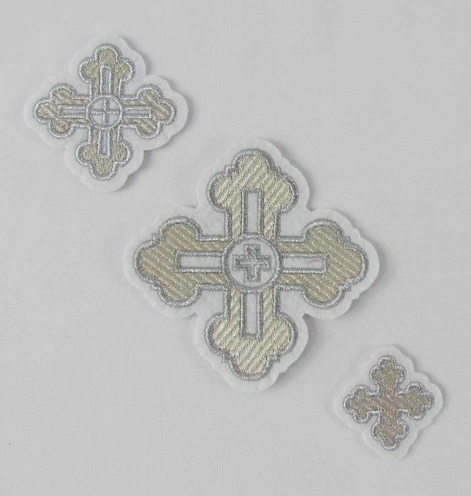 Набор крестов, иерейский, СТАРОРУССКИЙ, белый с серебром, 14 шт