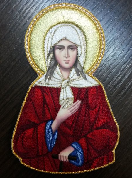 Икона св. блаженная а Ксения Петербургская,, высота. 14-15 см, цветная. вышитая