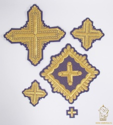 Набор крестов, КВАДРАТ(ПРЯМОЙ КРЕСТ) архиерейский, фиолетовый с золотом, 21 шт