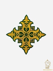 Крест Престол/Жертвенник ПОЧАЕВ, зеленый с золотом, 23 см Крест Престол/Жертвенник ПОЧАЕВ, зеленый с золотом, 23 см