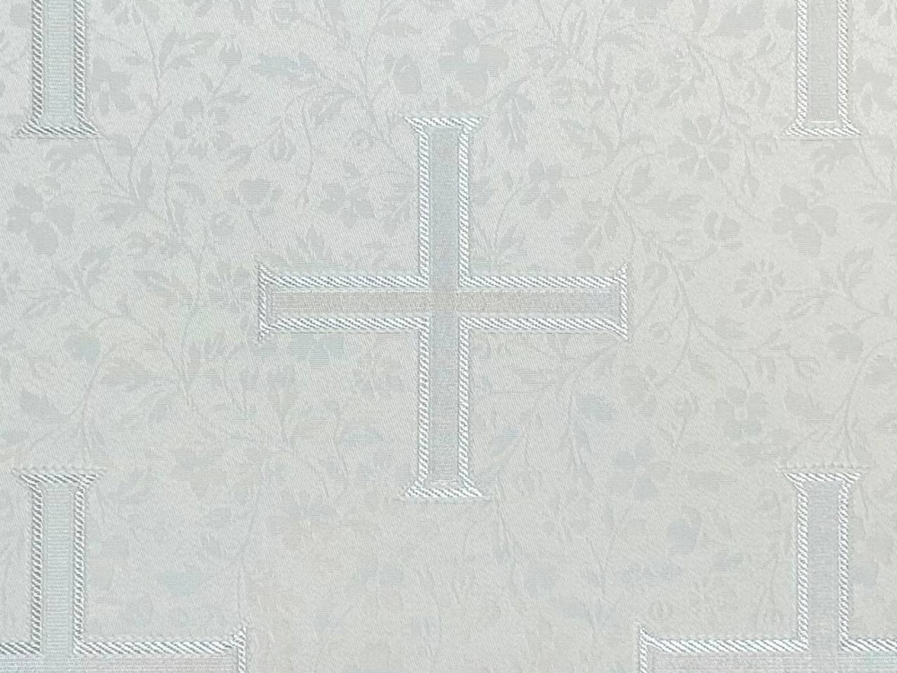 Шелк ЕФРОСИНИЯ, белый с серебром, шир. 150 см, Рахманово