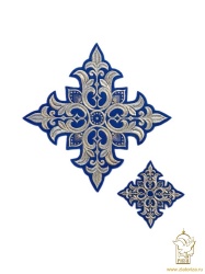 Крест 2 ПОЧАЕВ, синий с серебром, 10-12 см