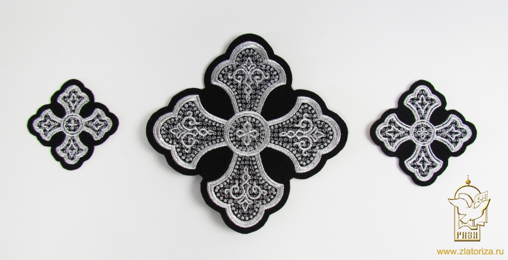 Набор крестов, дьяконский, КРУЖЕВНИЦА, черный с серебром, 10 шт