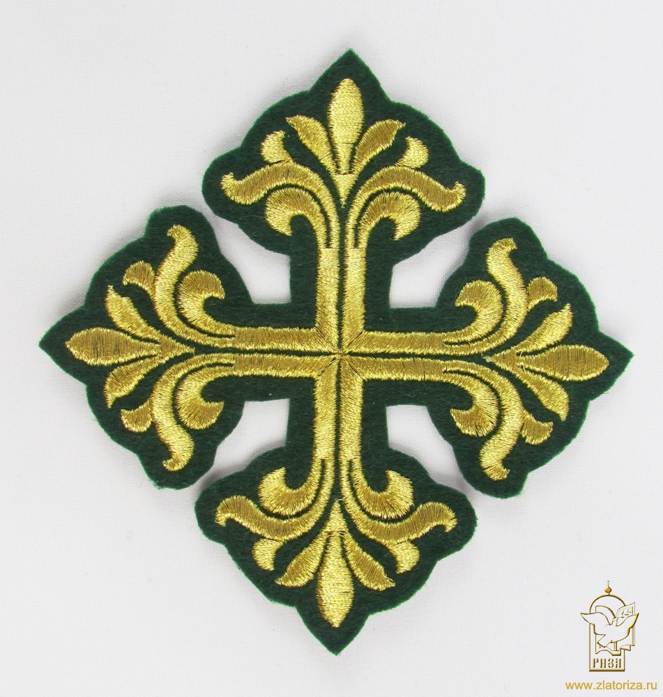 Крест 2 ВИФЛЕЕМ, зеленый с золотом, 10-12 см. арт