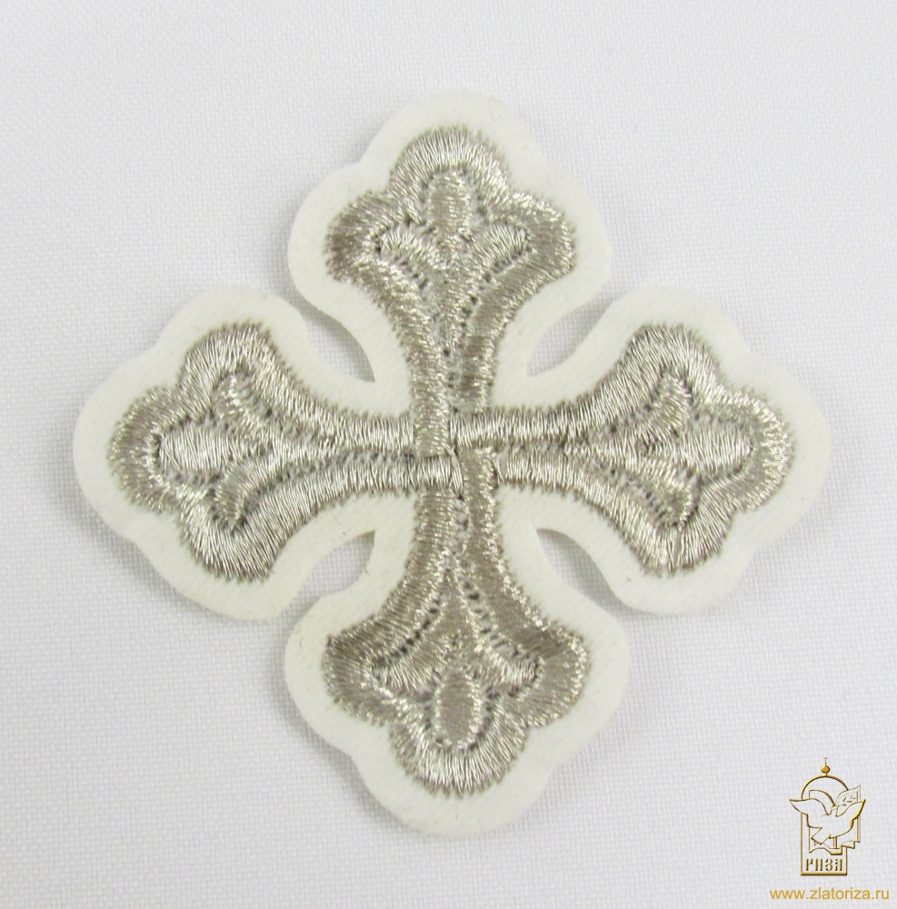 Крест 4 ЛУКОШКО белый со светлым серебром,6-7 см