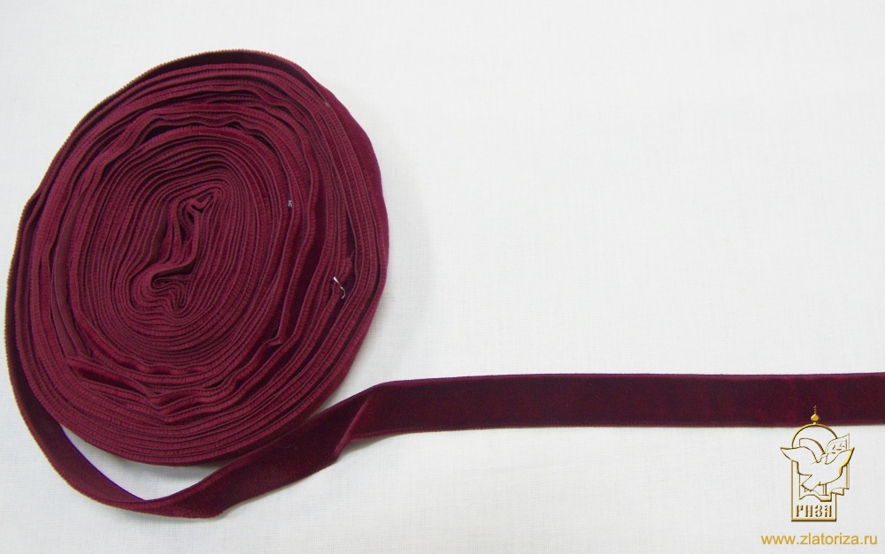 Бархотка бордо, шир. 2 см, 10 м