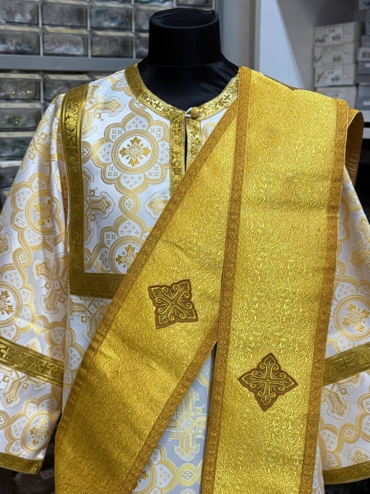 Орарь двойной желтый, парча, без поручей