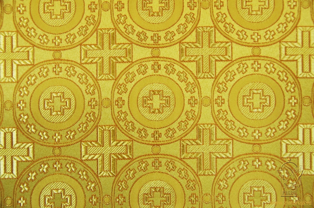 Шелк МИРЛИКИЙСКИЙ (МАЛЫЙ), желтый с золотом с горчичной обводкой, шир. 150 см, Рахманово