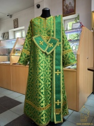 Диаконский стихарь, парча, зеленый с золотом.