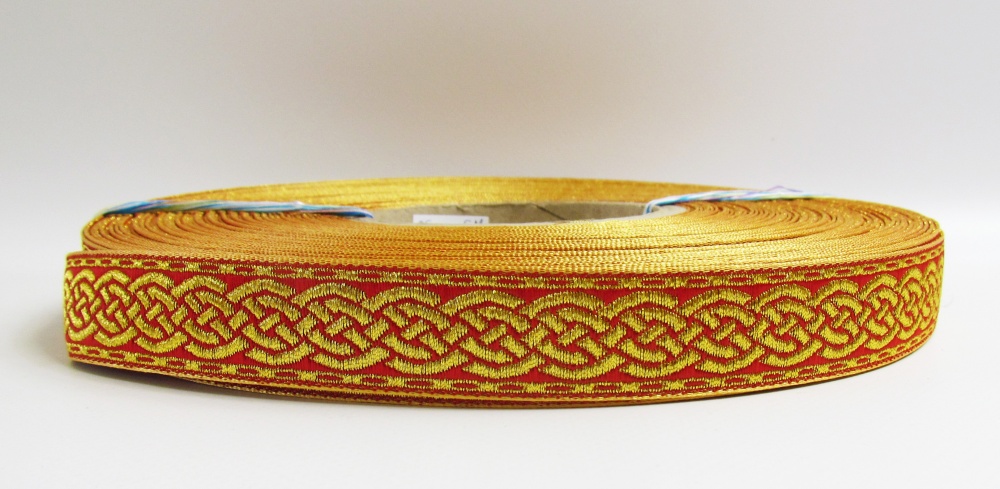 Галун ПЛЕТЕНКА, красный с золотом, шир. 2,2 см, РА