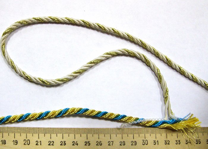 Шнур витой, шир. 4-6 мм, с люрексом, цвет - микс,