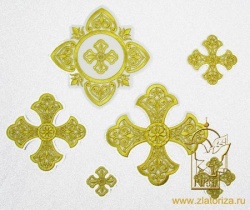 Набор крестов, иерейский, УЗОРНЫЙ, белый с золотом, 14 шт Набор крестов, иерейский, УЗОРНЫЙ, белый с золотом, 14 шт