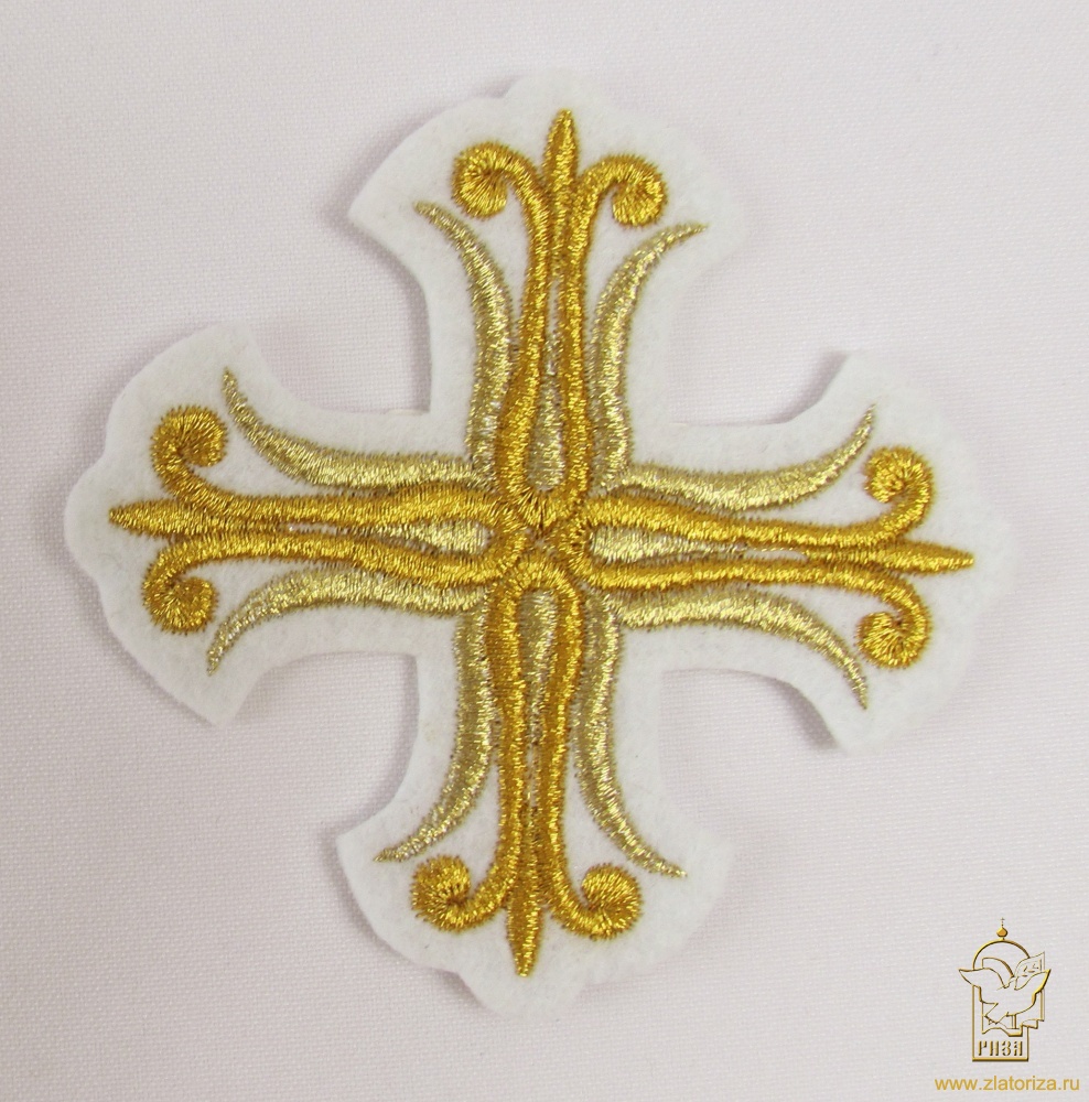 Крест 3 СОФИЯ белый с золотом, 8-9 см