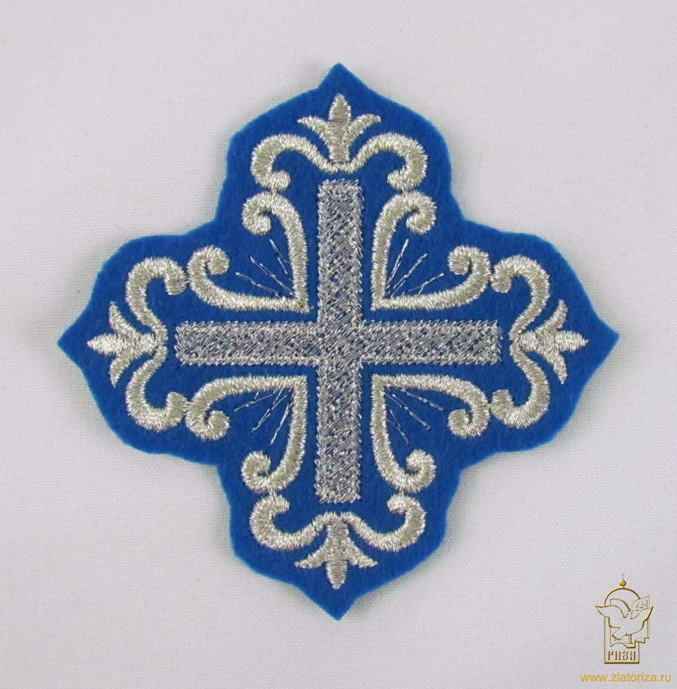 Крест 3 ПОКРОВСКИЙ синий с серебром, 8-9 см