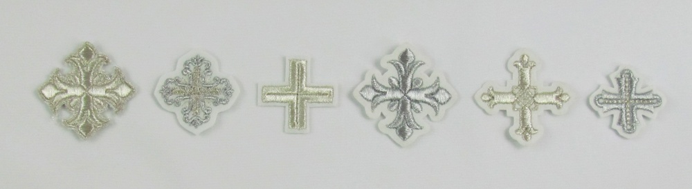 Крест 5 белый с серебром,4-5 см