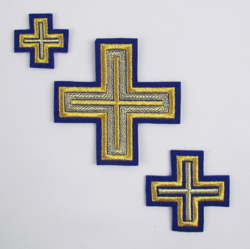 Набор крестов, иерейский, АНДРЕЕВСКИЙ, синий с золотом, 14 шт