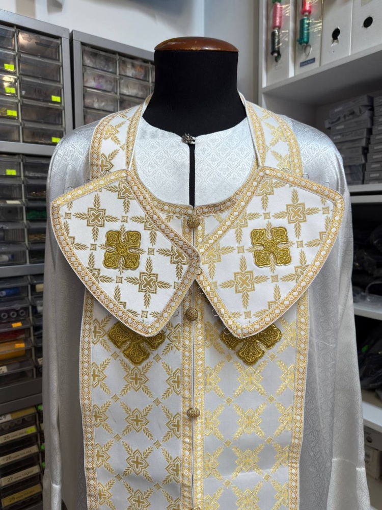 Епитрахиль + поручи, белый с золотом, шелк