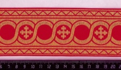 Галун ГОРОХ, красный с золотом, шир. 6 см, ФР