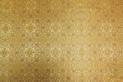 Парча ШУЙСКАЯ, желтая с бордо окантовкой, с золотом, шир. 150 см, Рахманово