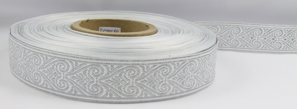 Галун АФИНЫ, белый с темным серебром, шир. 4 см, РА