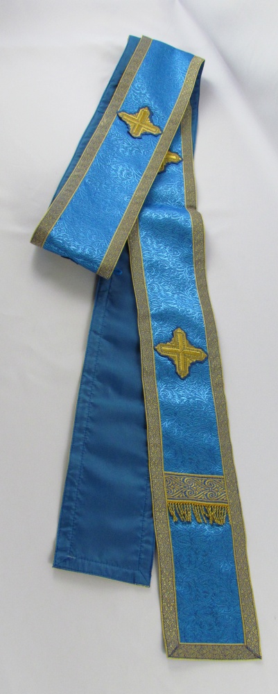 Орарь голубой с золотом, шелк, без поручей