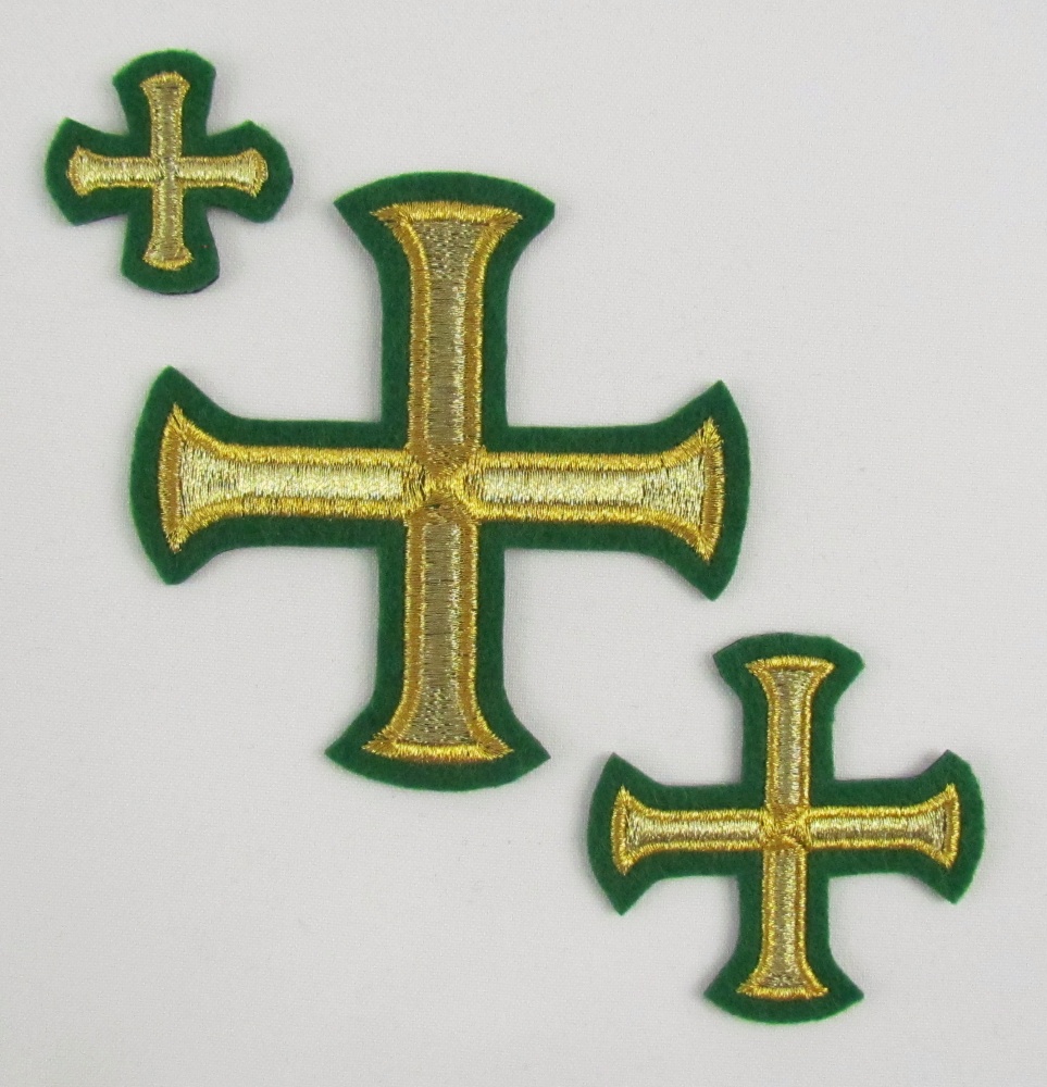 Набор крестов, иерейский, БУЛАТ, зеленый с золотом, 14 шт