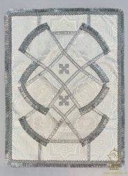 Покровцы шелк, белые с серебром