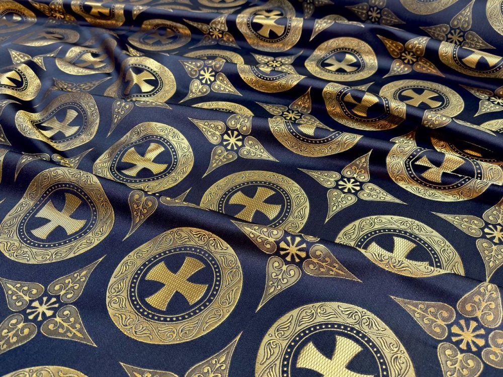 Шелк ДАМАСК, черный с золотом, шир. 165 см