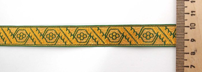 Галун ДУБОК, зеленый с золотом, шир. 1,5 см, ФР