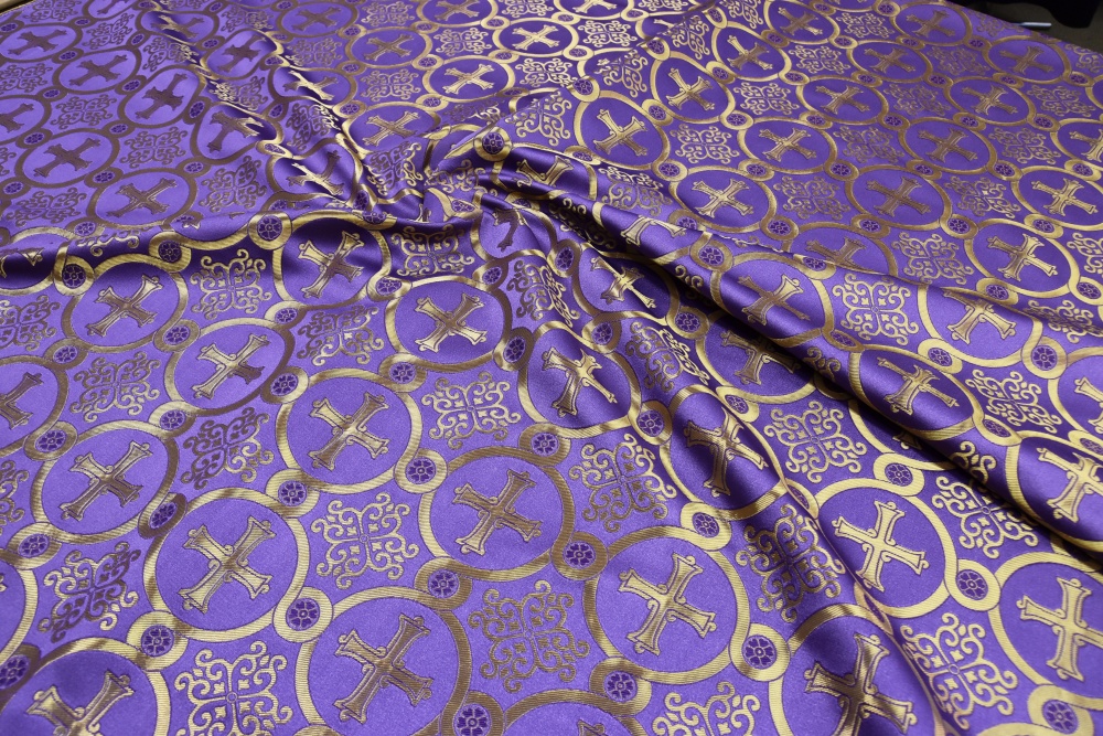 Шелк КОРИНФ, фиолетовый с золотом, шир. 165 см