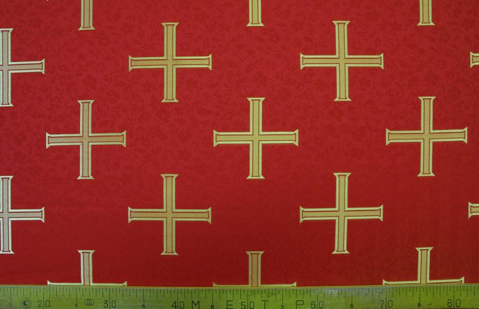Шелк ЕФРОСИНИЯ, красный с золотом, шир. 150 см, Рахманово