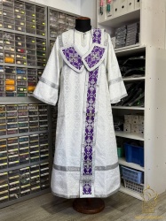 Орарь фиолетовый с серебром, шелк, с поручами