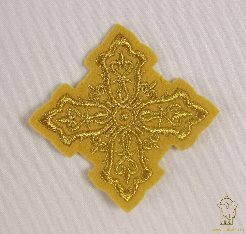 Крест 3 ВИЗАНТИЯ горчица с золотом, 8-9 см