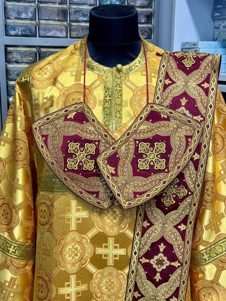 Орарь бордо с золотом, шелк, с поручами