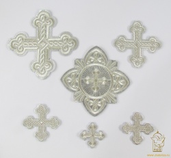 Набор крестов, иерейский, ОКРУГЛАЯ ПЛЕТЕНКА, лаке с серебром, 14 шт