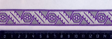 Галун ДУБОК, фиолетовый с серебром, шир. 2,3 см, ФР