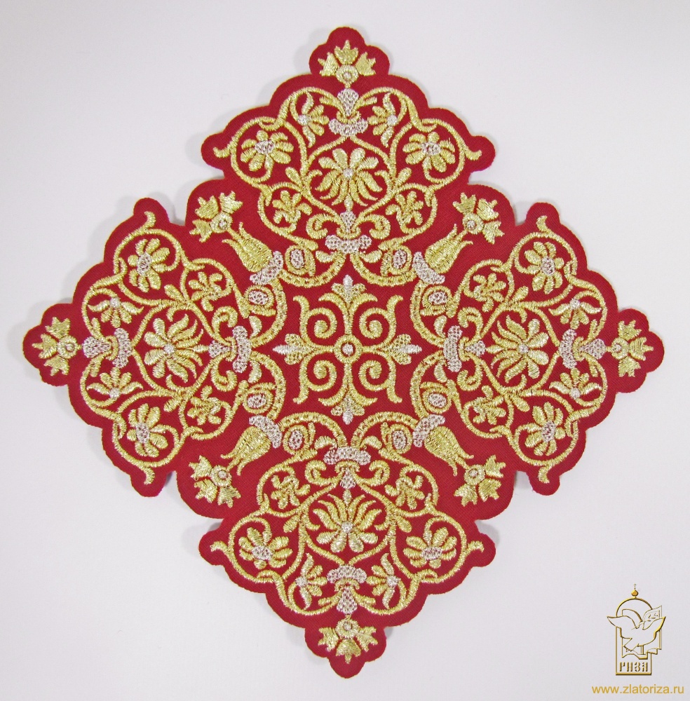 Крест 1 ИВЕРСКИЙ красный с золотом,,14,5 -16 см. арт