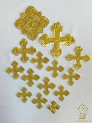 Набор крестов, иерейский, ОКРУГЛАЯ ПЛЕТЕНКА, лаке с золотом, 14 шт