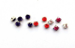 Стразы пришивные, в цапах, стекло, диаметр 0,3 см. толстые, цвет - микс
