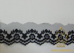 Кружево 60, на сетке, синтетическое, черное, шир. 3 см, в упаковке 13,7м
