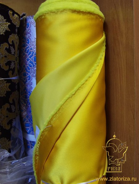 Шелк САТИН для вышивки, желтый с золотом, шир. 165 см