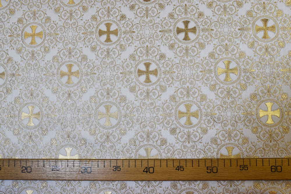 Шелк АЛАНЬЯ малая, белый с золотом, с люрексом, шир. 165 см