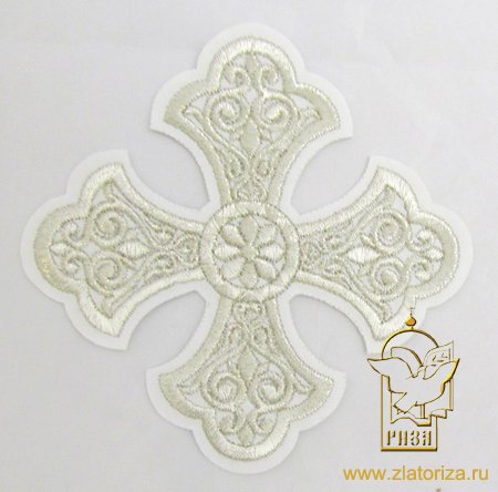 Крест 2 УЗОРНЫЙ белый со светлым и/или темным серебром,10-12 см