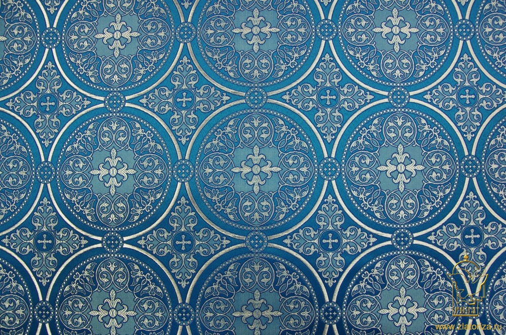 Шелк ВЛАДИМИРСКИЙ, голубой с серебром, шир. 150 см, Рахманово