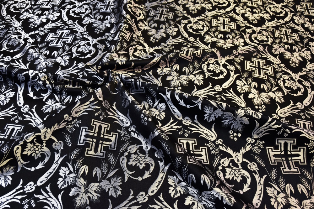 Шелк КАНА, черный с серебром, шир. 165 см