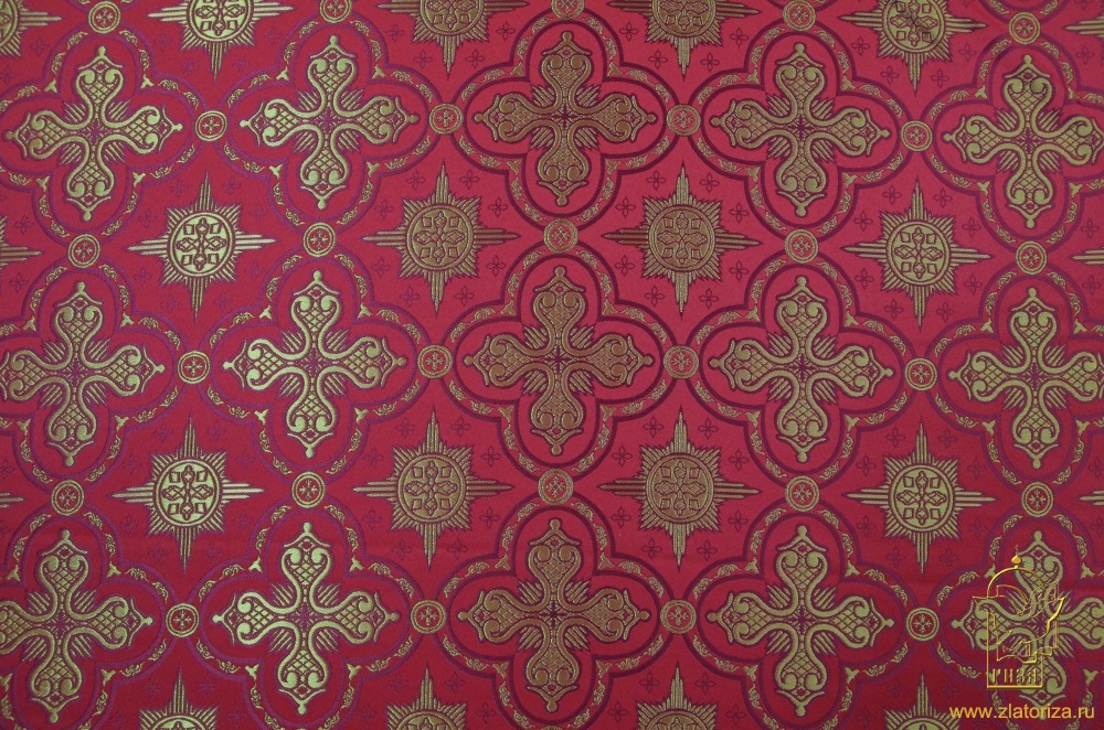 Парча СТАРИННАЯ, красная с золотом, шир. 300 см