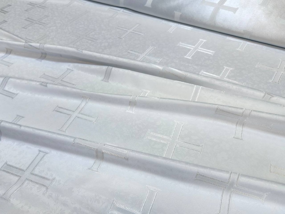 Шелк ЕФРОСИНИЯ, белый с серебром, шир. 150 см, Рахманово