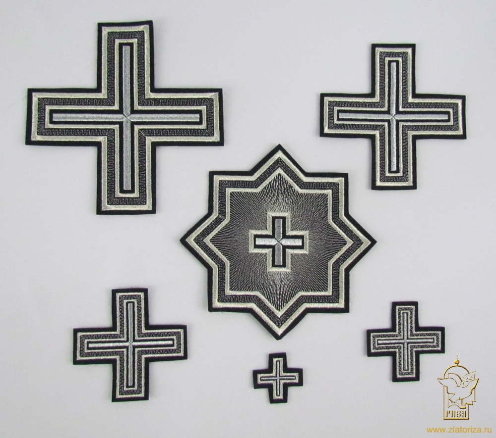 Набор крестов, иерейский, АНДРЕЕВСКИЙ, черный с серебром, 14 шт