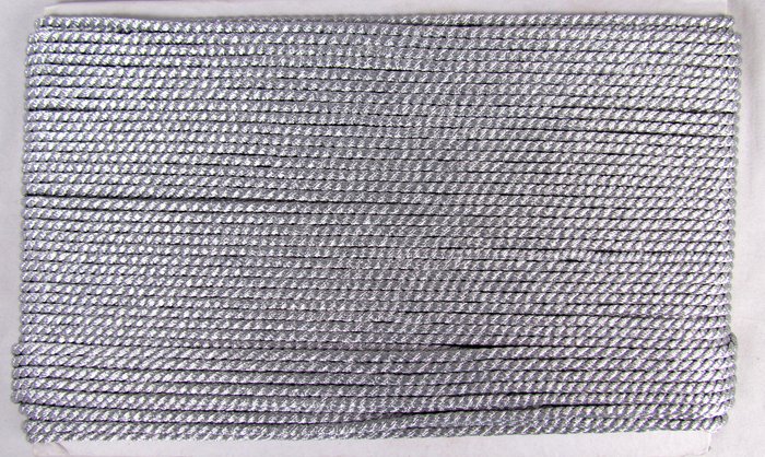 Шнур серебро, 3 мм, арт d1032, витой, 33 м в упаковке